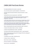 CHEM 1020 Final Exam Review Questions with Correct Answers