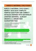 NUR2513 MATERNAL CHILD EXAM 2 NEWEST 2025&sol;2026 COMPLETE VERIFIED QUESTIONS AND CORRECT DETAILED ANSWERS WITH RATIONALES  &lpar;VERIFIED ANSWERS&rpar; &vert;ALREADY GRADED A&plus;&vert;&vert;BRAND NEW GUARANTEED PASS