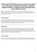 West Coast EMT Block 3 Exam&vert; 2026&sol;2027 &vert; Entry Level Emergency Medical Technician &vert; NREMT Aligned Format &vert; Complete Exam with Questions  and Verified Answers