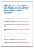 NMNC 1235 Exam 1 Exam &lpar;updated  2026&rpar; Questions With Analyzed detailed  And Verified Correct Answers &vert; Latest  Already Graded A&plus; UPDATE   &vert;2026&vert;2027&excl;&excl;&excl;