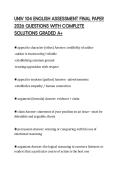 UNIV 104 ENGLISH ASSESSMENT FINAL PAPER 2026 QUESTIONS WITH COMPLETE SOLUTIONS GRADED A&plus;