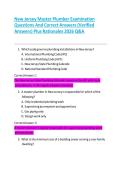 New Jersey Master Plumber Examination Questions And Correct Answers &lpar;Verified Answers&rpar; Plus Rationales 2026 Q&A 
