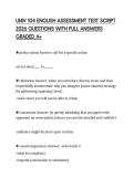 UNIV 104 ENGLISH ASSESSMENT TEST SCRIPT 2026 QUESTIONS WITH FULL ANSWERS GRADED A&plus;