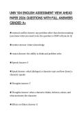 UNIV 104 ENGLISH ASSESSMENT VIEW AHEAD PAPER 2026 QUESTIONS WITH FULL ANSWERS GRADED A&plus;