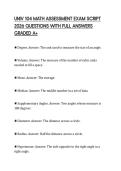 UNIV 104 MATH ASSESSMENT EXAM SCRIPT 2026 QUESTIONS WITH FULL ANSWERS GRADED A&plus;