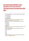 CO Journeyman Plumber Exam Questions And Correct Answers &lpar;Verified Answers&rpar; Plus Rationales 2026 Q&A 