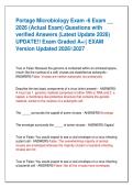 Portage Microbiology Exam -6 Exam &lowbar;&lowbar;  2026 &lpar;Actual Exam&rpar; Questions with  verified Answers &lpar;Latest Update 2026&rpar;  UPDATE&excl;&excl; Exam Graded A&plus;&vert;&vert; EXAM  Version Updated 20262027