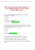 PSYC 435 Abnormal Psychology Quizzes 1-5 &vert; with Complete Questions and Answers 2026 Update &vert; 100&percnt; Correct