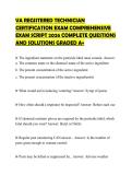 VA REGISTERED TECHNICIAN CERTIFICATION EXAM COMPREHENSIVE EXAM SCRIPT 2026 COMPLETE QUESTIONS AND SOLUTIONS GRADED A&plus;