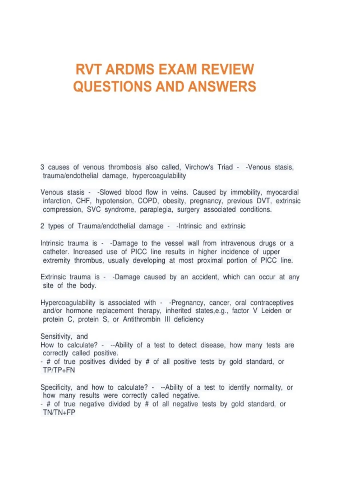 RVT ARDMS EXAM REVIEW QUESTIONS AND ANSWERS - RVT ARDMS - Stuvia US