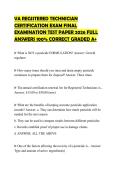 VA REGISTERED TECHNICIAN CERTIFICATION EXAM FINAL EXAMINATION TEST PAPER 2026 FULL ANSWERS 100&percnt; CORRECT GRADED A&plus;