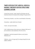 TIMBYS INTRODUCTORY MEDICAL SURGICAL NURSING THIRTEENTH EDITION STRUCTURED LEARNING OUTLINE