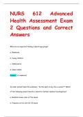 NURS 612 Advanced  Health Assessment Exam  2 Questions and Correct  Answers