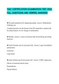 TMC CERTIFICATION EXAMINATION TEST 2026 FULL QUESTIONS AND VERIFIED ANSWERSTMC CERTIFICATION EXAMINATION TEST 2026 FULL QUESTIONS AND VERIFIED ANSWERS