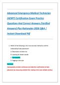 Advanced Emergency Medical Technician  &lpar;AEMT&rpar; Certification Exam Practice  Questions And Correct Answers &lpar;Verified  Answers&rpar; Plus Rationales 2026 Q&A &vert;  Instant Download Pdf 