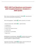 PSYC 435 Final Questions and Answers with Complete Solutions &vert; Graded A&plus; &vert; 2026 Update