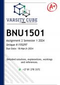 BNU1501 Assignment 2 (DETAILED ANSWERS) Semester 1 2024 - DISTINCTION GUARANTEED