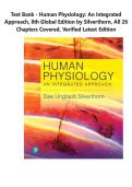 Test Bank - Human Physiology&colon; An Integrated Approach&comma; 8th Global Edition by Silverthorn&comma; All 26 Chapters Covered&comma; Verified Latest Edition