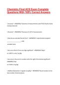 Chemistry Final ACS Exam Complete Questions With 100&percnt; Correct Answers &vert;&vert; Verified Exam Questions