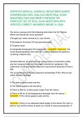 CERTIFIED MEDICAL-SURGICAL REGISTERED NURSE &lpar;CMSRN&rpar;EXAM 2025&ndash;2026 ACCURATE REAL EXAM QUESTIONS THIS DOCUMENT CONTAINS THE COMPLETE SET OF REAL EXAM QUESTIONS WITH VERIFIED CORRECT ANSWERS&vert; GRADE A&plus; 2026&period;