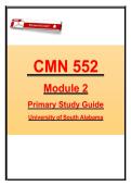  CMN 552 Module 2 &ndash; Anxiety Disorders Study Guide &ndash; University of South Alabama &ndash; Comprehensive Exam Preparation