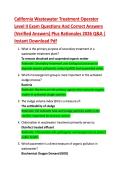 California Wastewater Treatment Operator  Level II Exam Questions And Correct Answers  &lpar;Verified Answers&rpar; Plus Rationales 2026 Q&A &vert;  Instant Download Pdf 