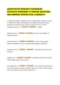 QUANTITATIVE RESEARCH TECHNIQUES  STATISTICS PEREGRINE 70 VERIFIED QUESTIONS  AND ANSWERS UPDATED 2026 &vert;&vert; GRADED A&plus; 