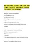 MN PESTICIDE APPLICATOR EXAM 2026 COMPLETE STUDY GUIDE WITH VERIFIED QUESTIONS AND ANSWERS