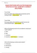 IDAHO PESTICIDE APPLICATOR EXAM 2026 UPDATED ACTUAL EXAM WITH CORRECT SOLUTIONS&period;