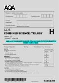 AQA GCSE Combined Science&colon; Trilogy Biology Paper 2H &ndash; June 2025 Exam Questions &lpar;Higher Tier&rpar;