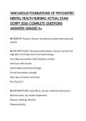 VARCAROLIS FOUNDATIONS OF PSYCHIATRIC MENTAL HEALTH NURSING ACTUAL EXAM SCRIPT 2026 COMPLETE QUESTIONS ANSWERS GRADED A&plus;