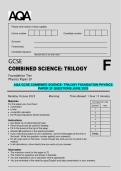 AQA GCSE Combined Science&colon; Trilogy Foundation Physics Paper 2F &ndash; June 2025 Exam Questions