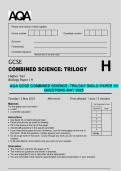 AQA GCSE Combined Science&colon; Trilogy Biology Paper 1H &ndash; May 2025 Exam Questions &lpar;Higher Tier&rpar;
