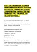 VATI CARE OF CHILDREN 2025 EXAM QUESTIONS WITH COMPLETE SOLUTIONS 100 PERCENT CORRECT AND VERIFIED ALREADY PASSED CERTIFICATION TEST SCRIPT 2026 FULL QUESTIONS AND SOLUTIONS GRADED A&plus;