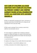 VATI CARE OF CHILDREN 2025 EXAM QUESTIONS WITH COMPLETE SOLUTIONS 100 PERCENT CORRECT AND VERIFIED ALREADY PASSED ACTUAL EXAMINATION PAPER 2026 QUESTIONS WITH ANSWERS GRADED A&plus;