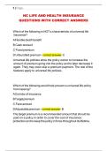 NC LIFE AND HEALTH INSURANCE QUESTIONS WITH CORRECT ANSWERS