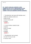 NC - &lpar;NORTH CAROLINA&rpar; ASSISTED LIVING ADMINISTRATOR STATE COMPREHENSIVE EXAM NEWEST 2026 ACTUAL EXAM QUESTIONS AND CORRECT DETAILED ANSWERS &lpar;VERIFIED ANSWERS&rpar; 