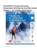 TEST BANK For Financial Accounting Fundamentals&comma; 8th Edition By John Wild&comma; Verified Chapters 1 - 13&comma; Complete Newest Version