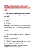 NR 439 Nursing Leadership & Management Midterm Practice Questions &plus; Rationales 2025- 2026