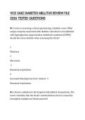 VCE QUIZ DIABETES MELLITUS REVIEW FILE 2026 TESTED QUESTIONS