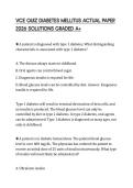 VCE QUIZ DIABETES MELLITUS ACTUAL PAPER 2026 SOLUTIONS GRADED A&plus;