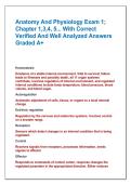 Anatomy And Physiology Exam 1&semi; Chapter 1&comma;3&comma;4&comma; 5&period;&period;&period; With Correct  Verified And Well Analyzed Answers  Graded A&plus;