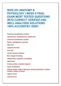 BIOS 251 ANATOMY &  PHYSIOLOGY I WEEK 8 FINAL  EXAM MOST TESTED QUESTIONS  WITH CORRECT VERIFIED AND  WELL ANALYZED SOLUTIONS 100&percnt; ACCURATE&excl;&excl; 2026&excl;&excl;