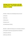 Audiology Praxis Exam Questions with 100&percnt; Correct Answers &vert; Latest Update 2026&sol;2027 &vert; Graded A&plus; &vert; Verified&period;