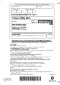  AS-LEVEL EDEXCEL 2025 MATHEMATICS PAPER 21 - STATISTICS