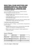 BSHS FINAL EXAM QUESTIONS AND ANSWERS WITH FULL SOLUTIONS&comma; GUARANTEED A&plus;&comma; UPDATED 2026