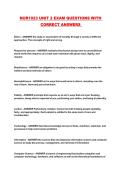 NUR1023 UNIT 2 EXAM QUESTIONS WITH CORRECT ANSWERS 