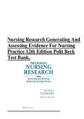 Test Bank- Polit & Beck's Nursing Research Generating and Assessing Evidence for Nursing Practice 12Th Edition &lpar; CHERYL TATANO BECK &rpar; All Chapters&vert; Latest Edition &vert; 2026