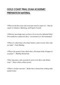 GOLD COAST FINAL EXAM ACADEMIC PREPARATION MATERIAL