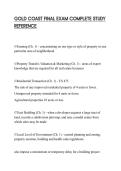 GOLD COAST FINAL EXAM COMPLETE STUDY REFERENCE